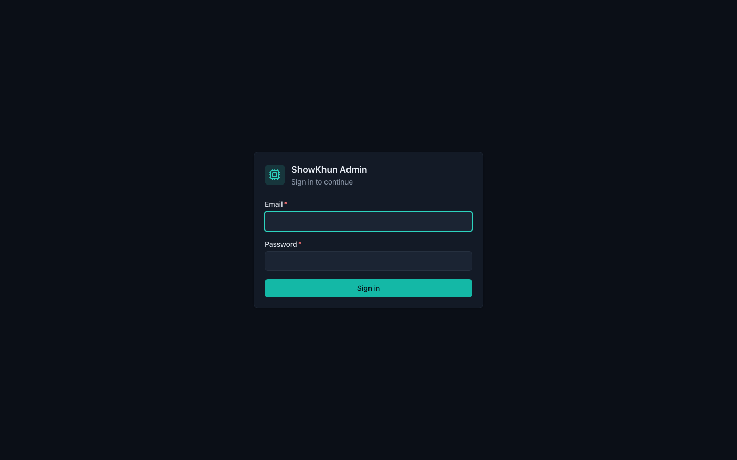 หน้า Login ของ ShowKhun Admin — ด่านแรกของระบบ Auth + RBAC